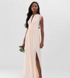 Tfnc Tall Lace Detail Maxi Bridesmaid Dress In Pearl Pink - Pink