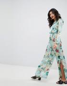 Rd & Koko High Waisted Silky Printed Wide Leg Pants - Multi