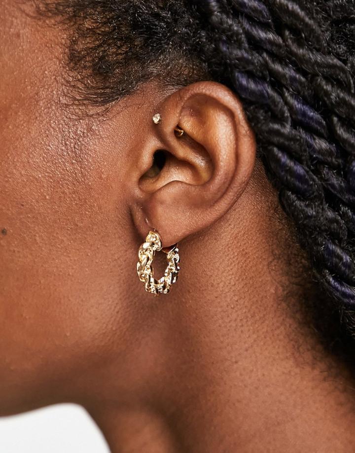 Designb Rope Hoop Earrings In Gold Tone