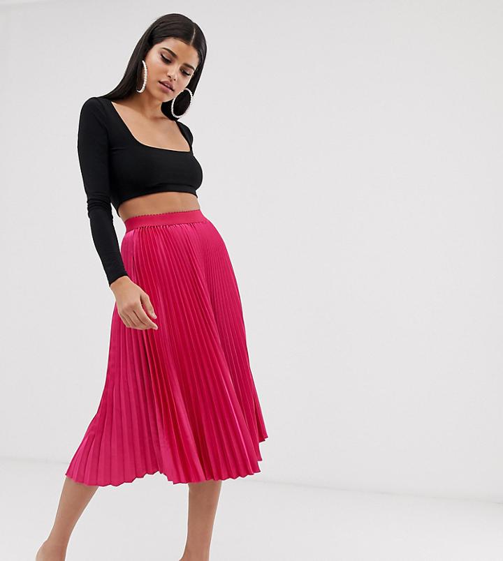 Outrageous Fortune Tall Midi Skater Skirt In Hot Pink - Pink
