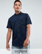 Only & Sons Skinny Short Sleeve Shirt In Viscose - Navy