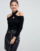 Lipsy Cold Shoulder Sweater - Black