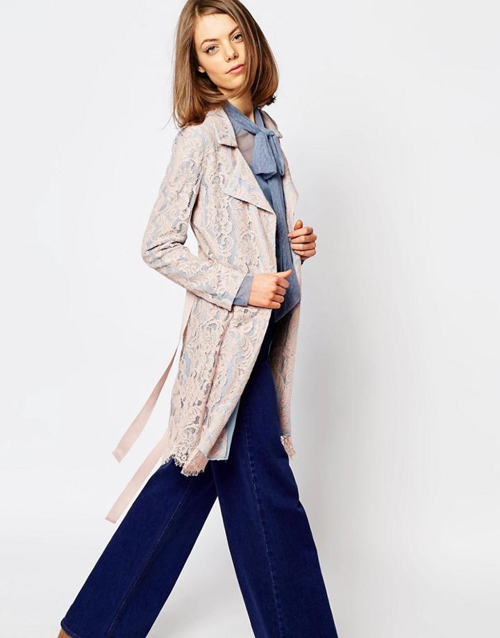 Lost Ink Lace Oversized Jacket - Multi