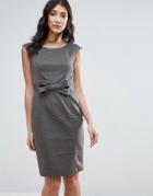 Traffic People Pencil Dress With Bow Detail - Gray