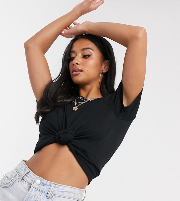 Asos Design Petite Ultimate Organic Cotton T-shirt With Crew Neck In Black