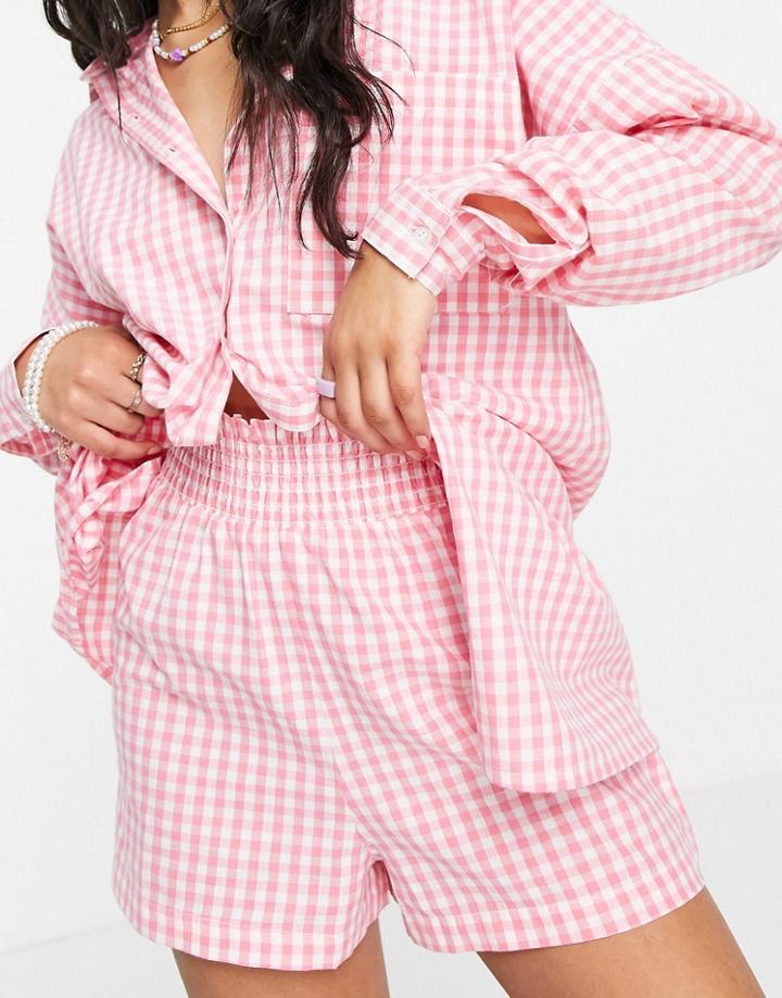 Influence Beach Shorts In Pink Gingham