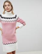 Fashion Union Knitted Dress With Fairisle Pattern - Multi
