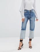 Evidnt Two Tone Crop Jeans - Blue