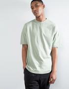 Asos Oversized T-shirt With High Neck And Cut And Sew Seams - Green