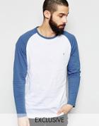 Farah T-shirt With Contrast Reglan Long Sleeves Slim Fit Exclusive - Dusky Blue