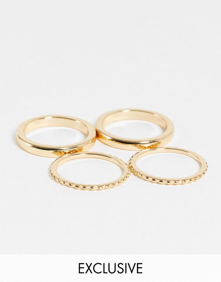 Reclaimed Vintage Inspired Stacking Ring Pack In Gold