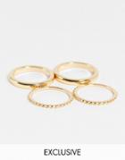 Reclaimed Vintage Inspired Stacking Ring Pack In Gold