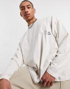 Asos Unrvlld Spply Oversized Long Sleeve T-shirt With Front And Back Logo In Stone-neutral
