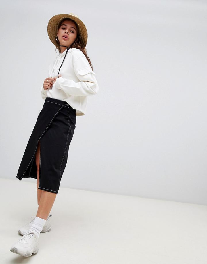 Weekday Pocket Detail Cropped Hoodie In Off White - White