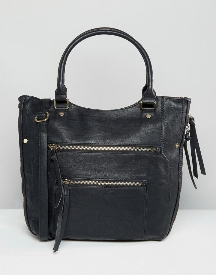 Aldo Zip Detail Shoulder Bag - Black