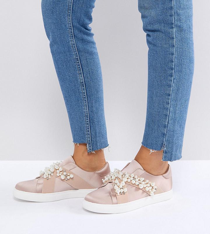 Asos Vino Wide Fit Embellished Sneakers - Beige