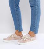 Asos Vino Wide Fit Embellished Sneakers - Beige