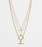 Asos Design Curve Multirow Necklace With Minimal Open Circle And Toggle Pendants In Gold