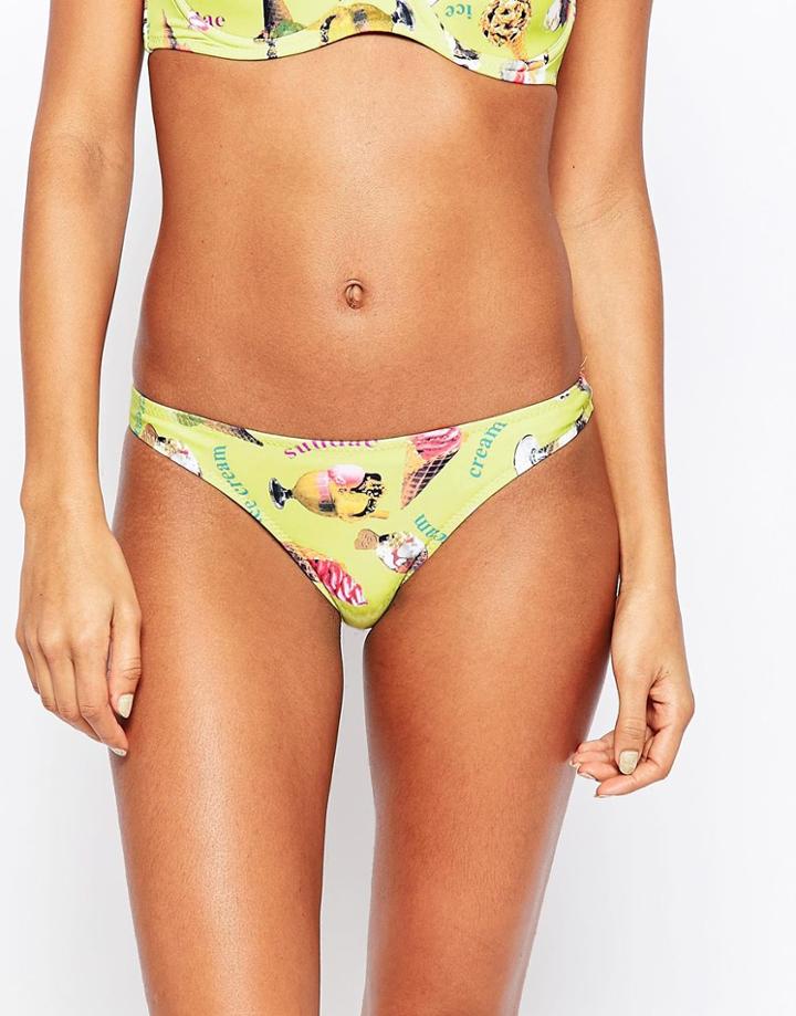 La Belle Rebelle Ice Cream Print Bikini Bottoms - Yellow Ice Cream