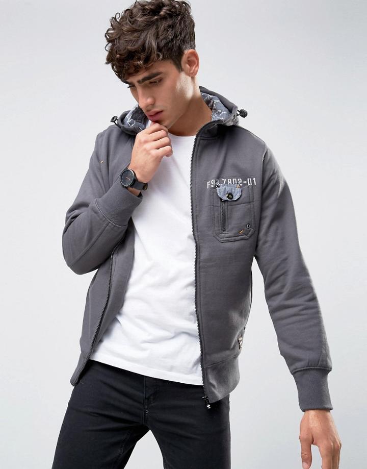 Firetrap Zip Through Hooded Sweat - Black