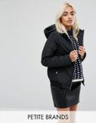 Noisy May Petite Quilted Padded Cropped Jacket With Hood - Black