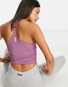 Asos 4505 Yoga Cami Crop Top With Inner Bra-purple