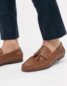 New Look Faux Leather Loafers With Tassels In Tan - Tan