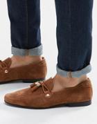 Asos Loafers In Tan Suede With Leather Trims - Tan