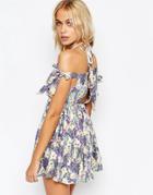 Asos Pastel Tropic Print Tie Beach Dress - Pastel Tropical
