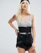 Asos Tank Body With Corset - Gray