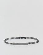 Asos Ball Chain Bracelet With Id Tag In Gunmetal - Black