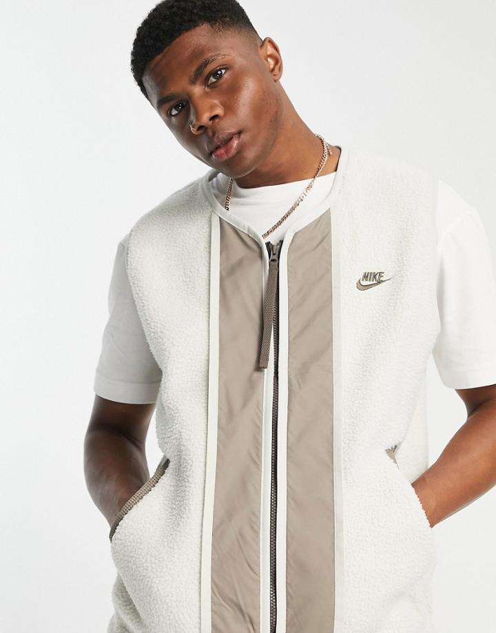 Nike Sport Essentials Full-zip Sherpa Fleece Vest In Cream-white