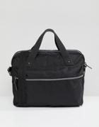 Asos Design Satchel In Black Texture With Internal Laptop Pouch And Stud Detail - Black