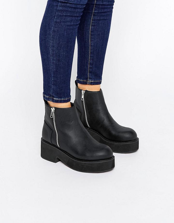 Asos Achem Chunky Zip Boots - Black