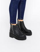 Asos Achem Chunky Zip Boots - Black