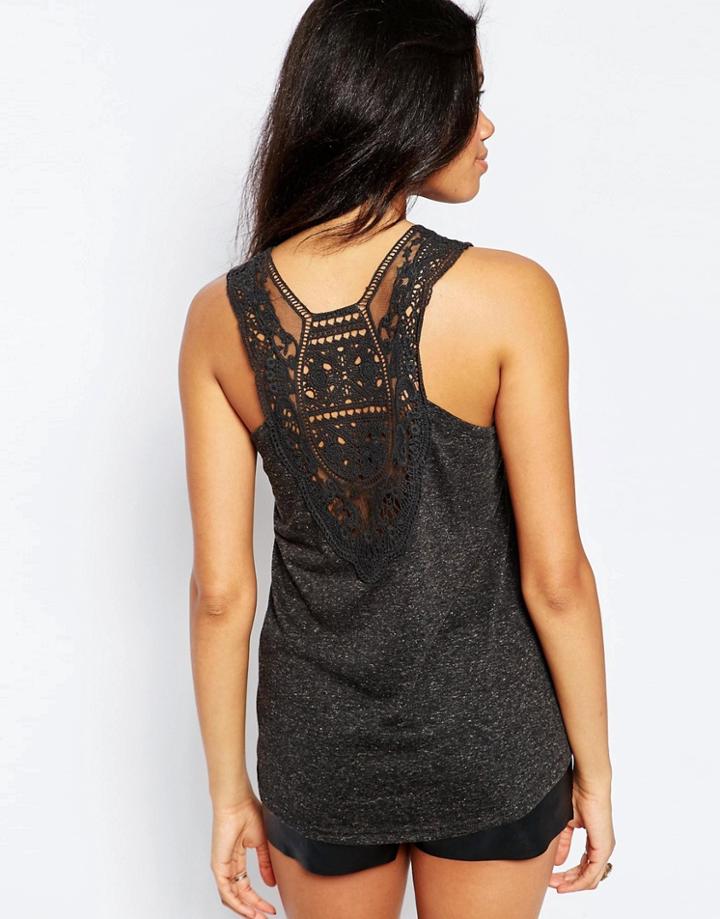 Brave Soul Tank With Crochet Back - Black