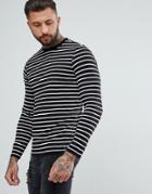 New Look Long Sleeve Stripe T-shirt In Black - Black