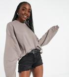 Asos Design Tall Natural Dye Oversized Sweatshirt In Washed Brown