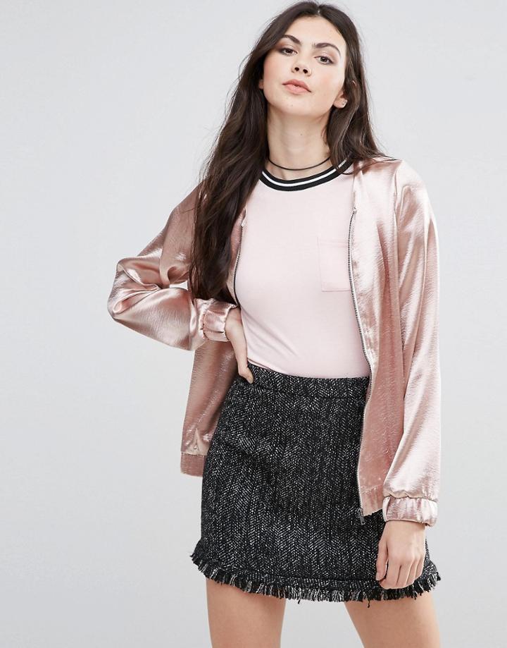 Vila Metallic Bomber Jacket - Pink