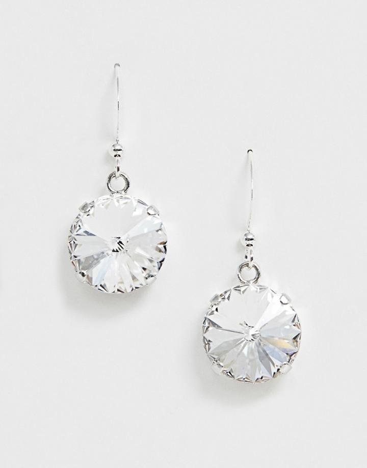 Krystal London Swarovski Crystal Rivoli On Earhook Earrings - Silver