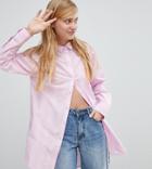 Monki Long Stripe Classic Shirt - Pink