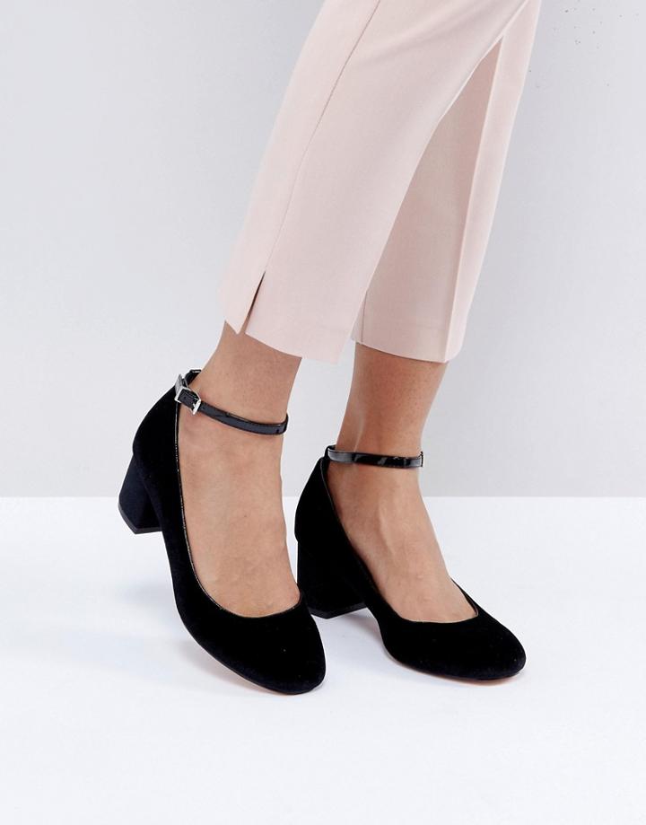 Faith Alexia Ankle Strap Block Heeled Shoes - Black