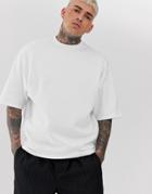 Asos Design Short Sleeve Oversized Sweatshirt In White - White