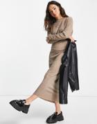 Topshop Cut-and-sew Midaxi Dress In Stone-neutral