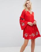 Asos Ultimate Mini Embroidered Smock Dress - Red
