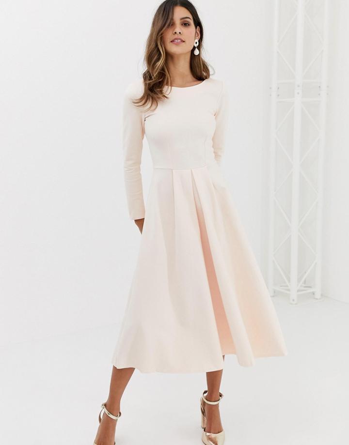 Closet Full Pleated Skirt Dress - Cream