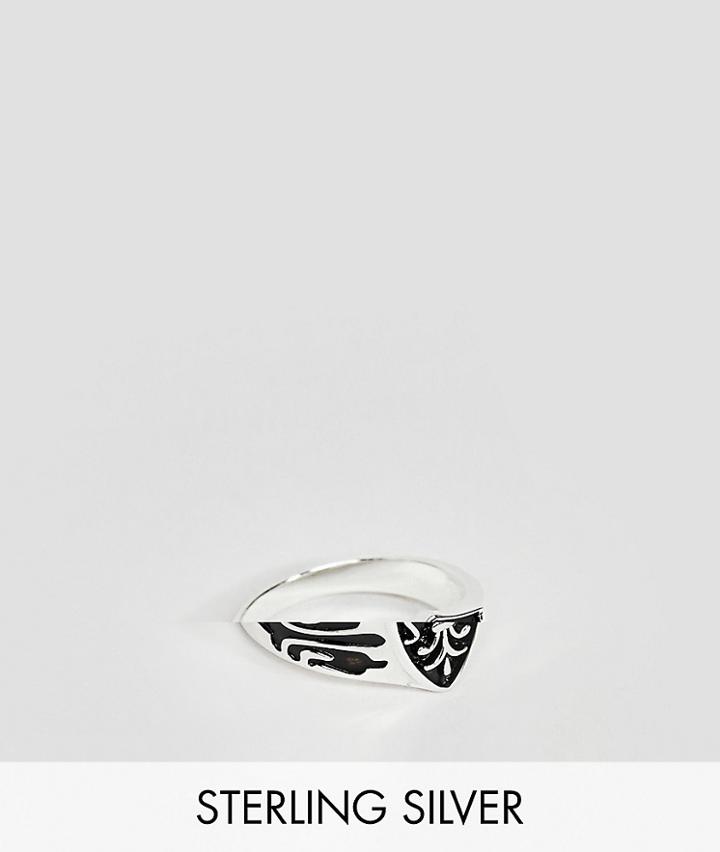 Reclaimed Vintage Inspired Sterling Silver Ring With Crest Exclusive At Asos - Silver