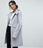 Asos Tall Hooded Slim Coat With Zip Front - Gray