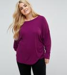 Asos Curve Oversized T-shirt With Batwing Detail - Purple