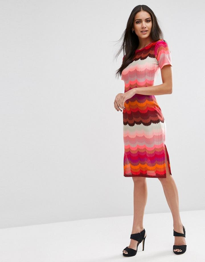 Asos Rainbow Bright Pencil Dress - Pink